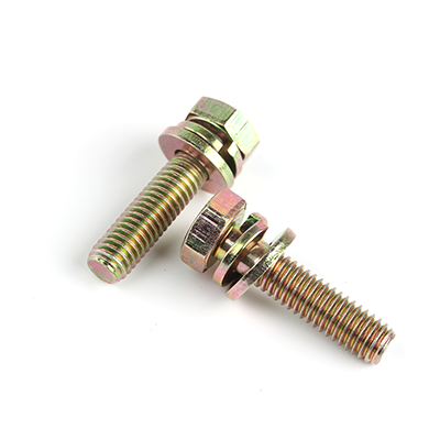 工業(yè)熊碳鋼8.8級(jí)彩鋅定制帶平彈墊六角頭螺栓(彈墊70#鋼,平墊Q235)定制D10127